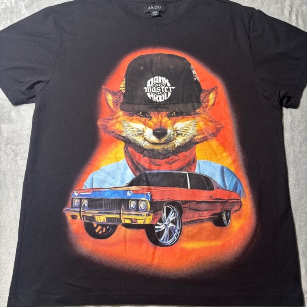 AKOO Black Fox Graphic Tee with Red Car